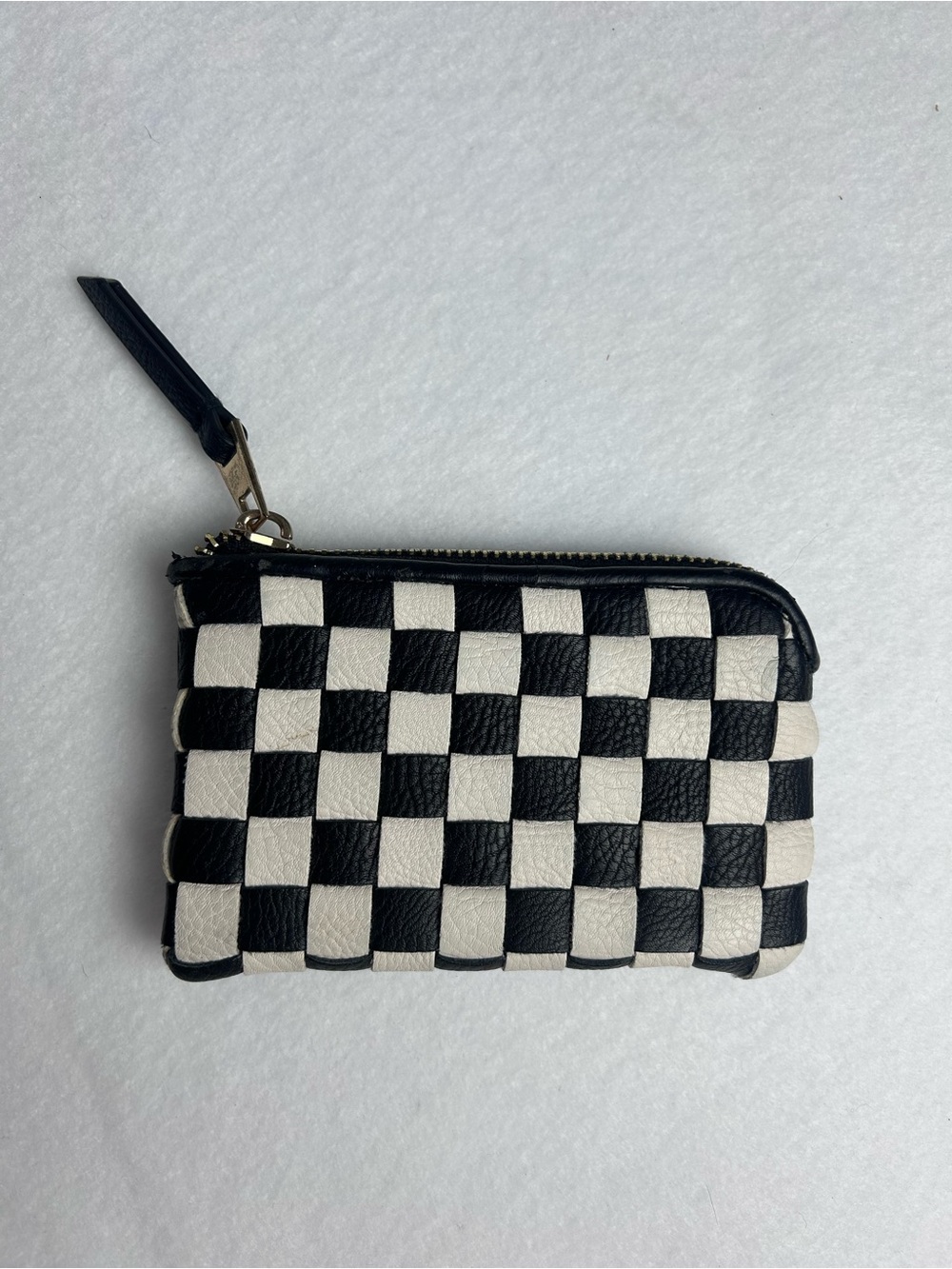 Black & White Checker Coin Pouch Wallet - Women's Small Zip Case